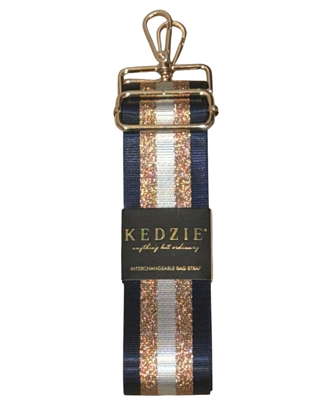 NEW Kedzie Interchangeable Bag Strap Navy Rose Gold Glitter